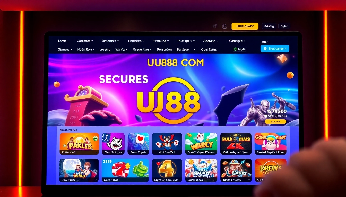 Screenshot of UU88 COM online casino platform highlighting security features and engaging gameplay to attract players.
