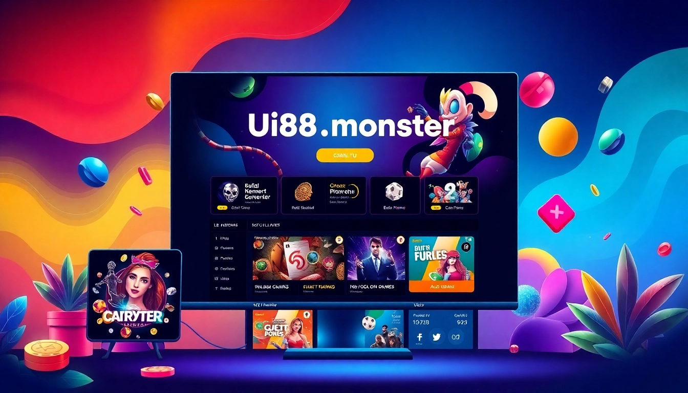 Preview of https://uu88.monster homepage with engaging gaming interface and vibrant visuals for online betting platform accessibility.