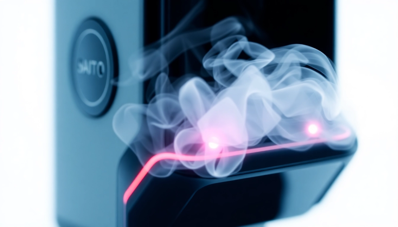 Elektronik sigara cihazı, vapor çıkışı ve modern tasarım ile detaylı görüntü, kullanıcı dostu ve şık görünüm