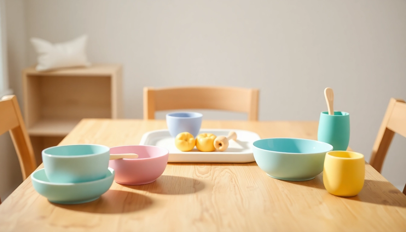 High-quality safe silicone baby tableware being used by a happy baby at mealtime, highlighting