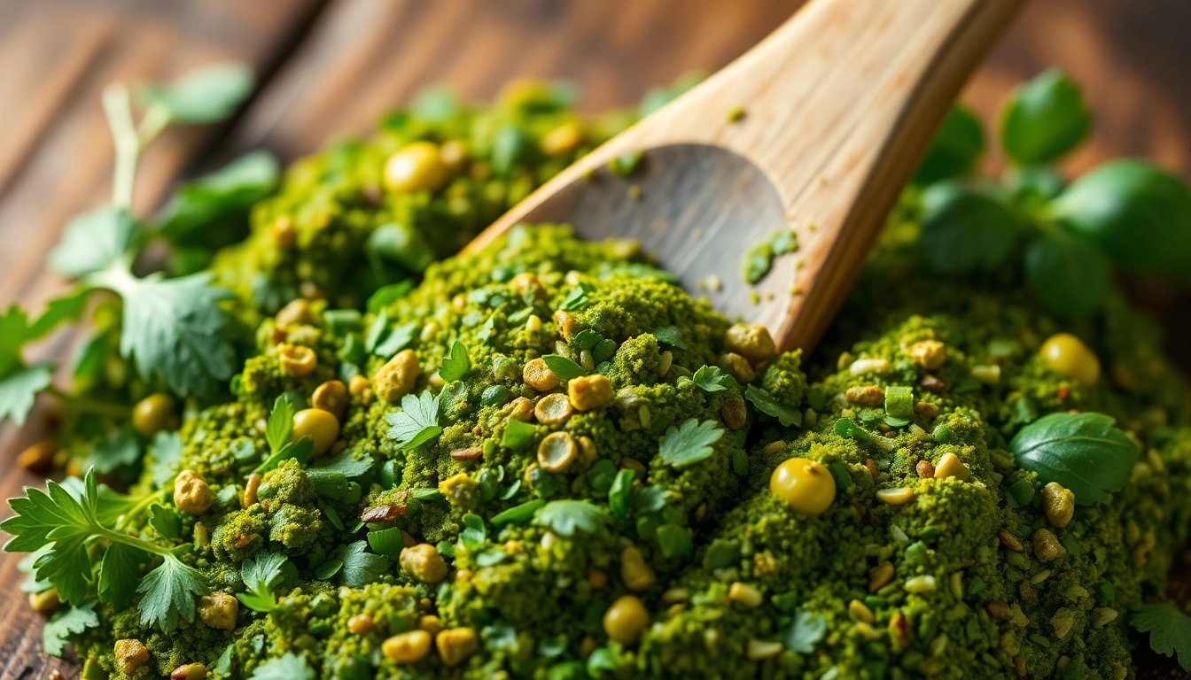 Artisan preparing Green Masala Paste with fresh herbs and spices for authentic flavor